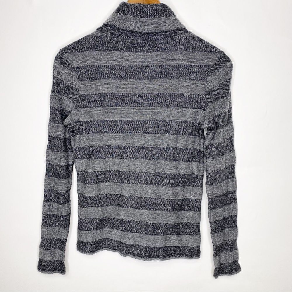 Lacoste Grey Striped Long Sleeve Turtleneck Top - Picture 2 of 8